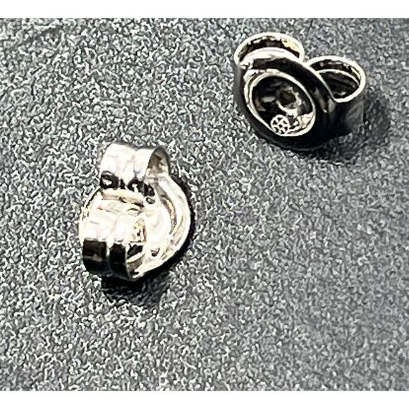 Disney Signed 14K White Gold Micro Pave Diamond Puff Heart Stud Earrings - Picture 9 of 14